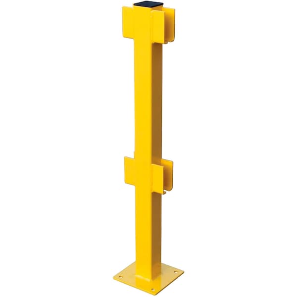 Global Industrial Steel Lift-Out Guard Rail In-Line Post, Double-Rail, 42H, Yellow 708440 - main